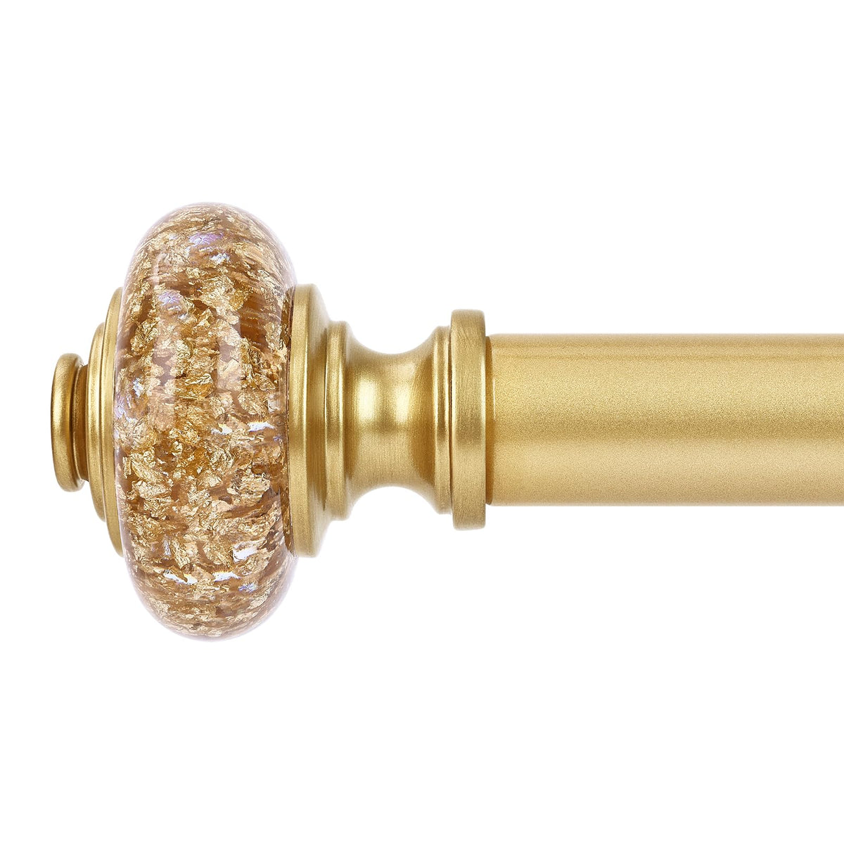 OLV gold curtain rod with a 1-inch diameter for versatile window framing.