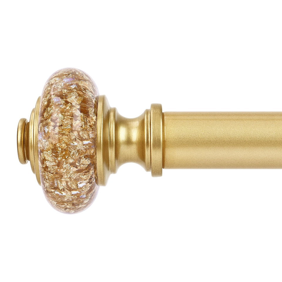 OLV gold curtain rod with a 1-inch diameter for versatile window framing.