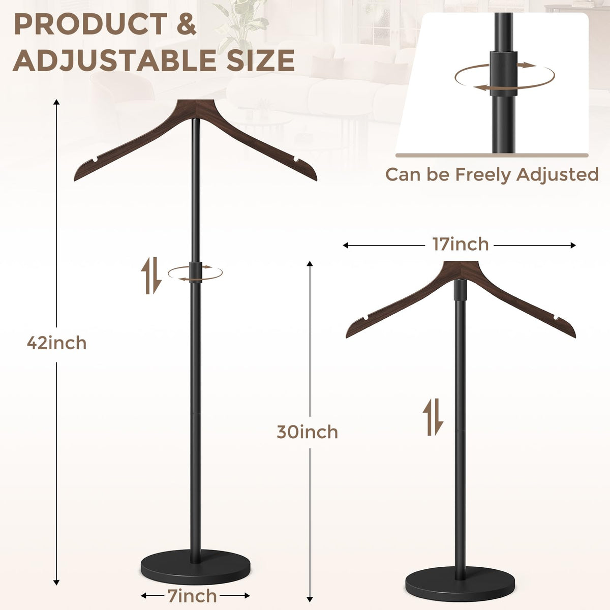 OLV stainless steel tubes and wood hanger for durability and style