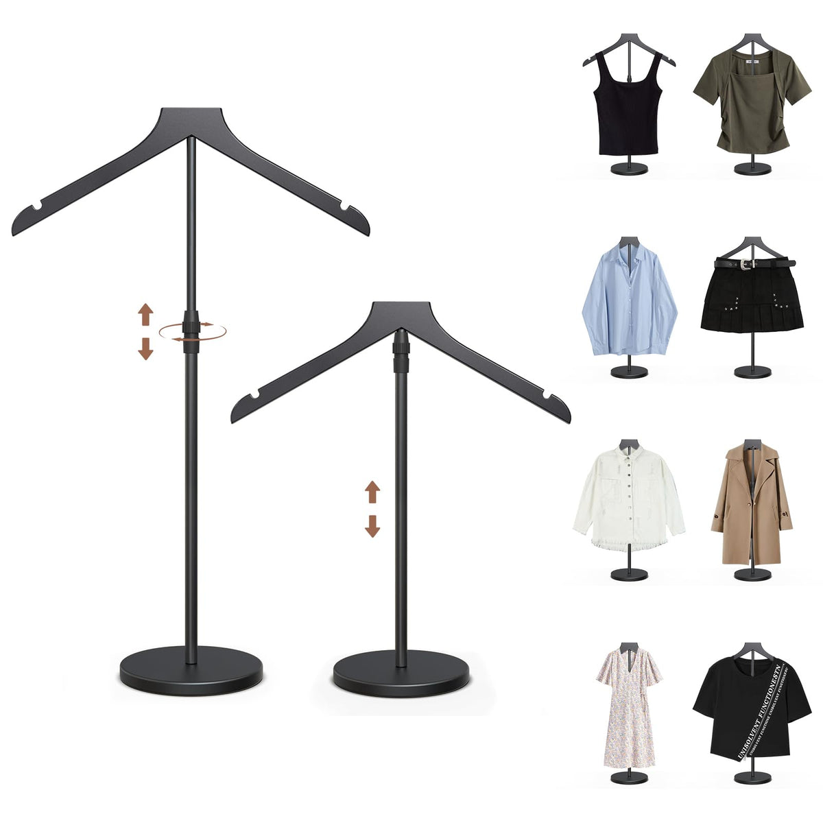 olv shirt display stand with adjustable height for flexible retail setups