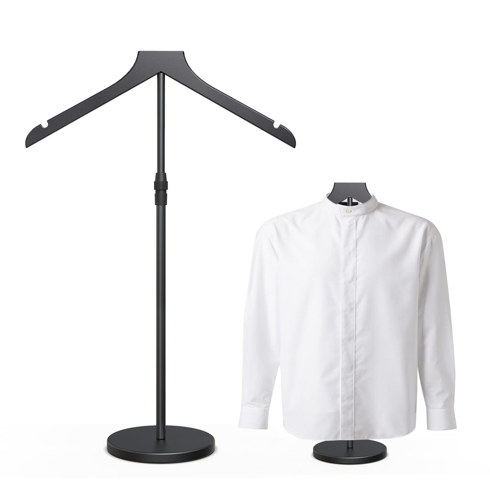 OLV shirt display stand with adjustable height for versatile retail use
