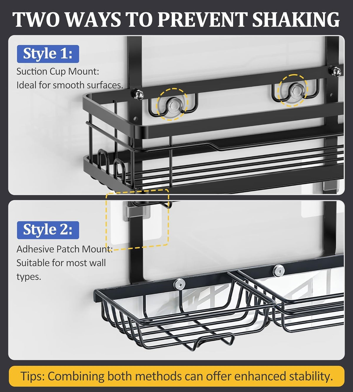 OMAIRA no-drill installation offers quick, reusable setup over the shower head.