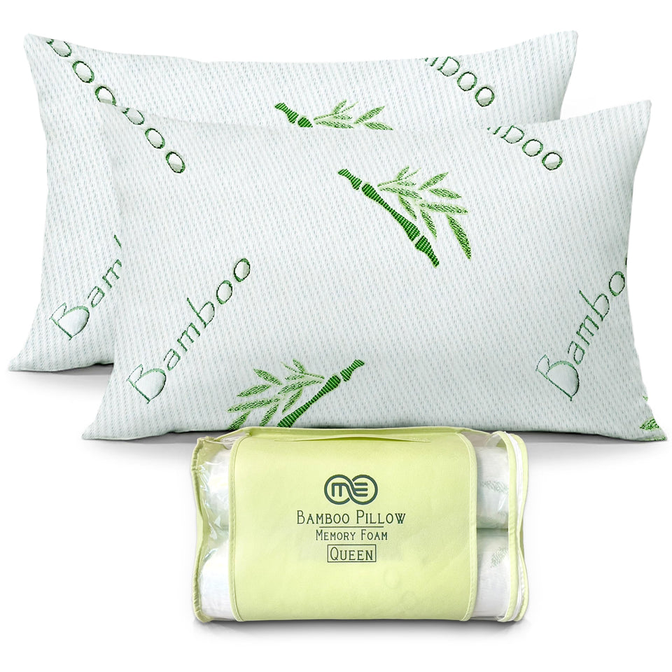 OMEO 2 Pack Queen Size Pillow front view with ample loft for all sleepers.