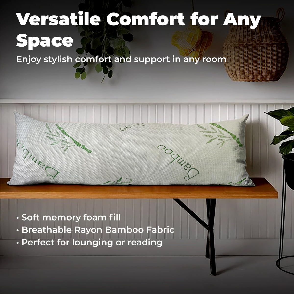 OMEO huggable long body pillow embracing the user for back and knee support