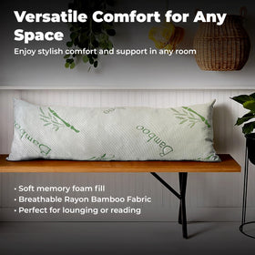 OMEO huggable long body pillow embracing the user for back and knee support