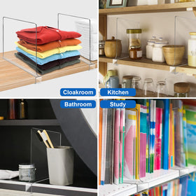 OMGelic acrylic shelf divider with non-slip bottom on shelf; prevents sliding for confident use.