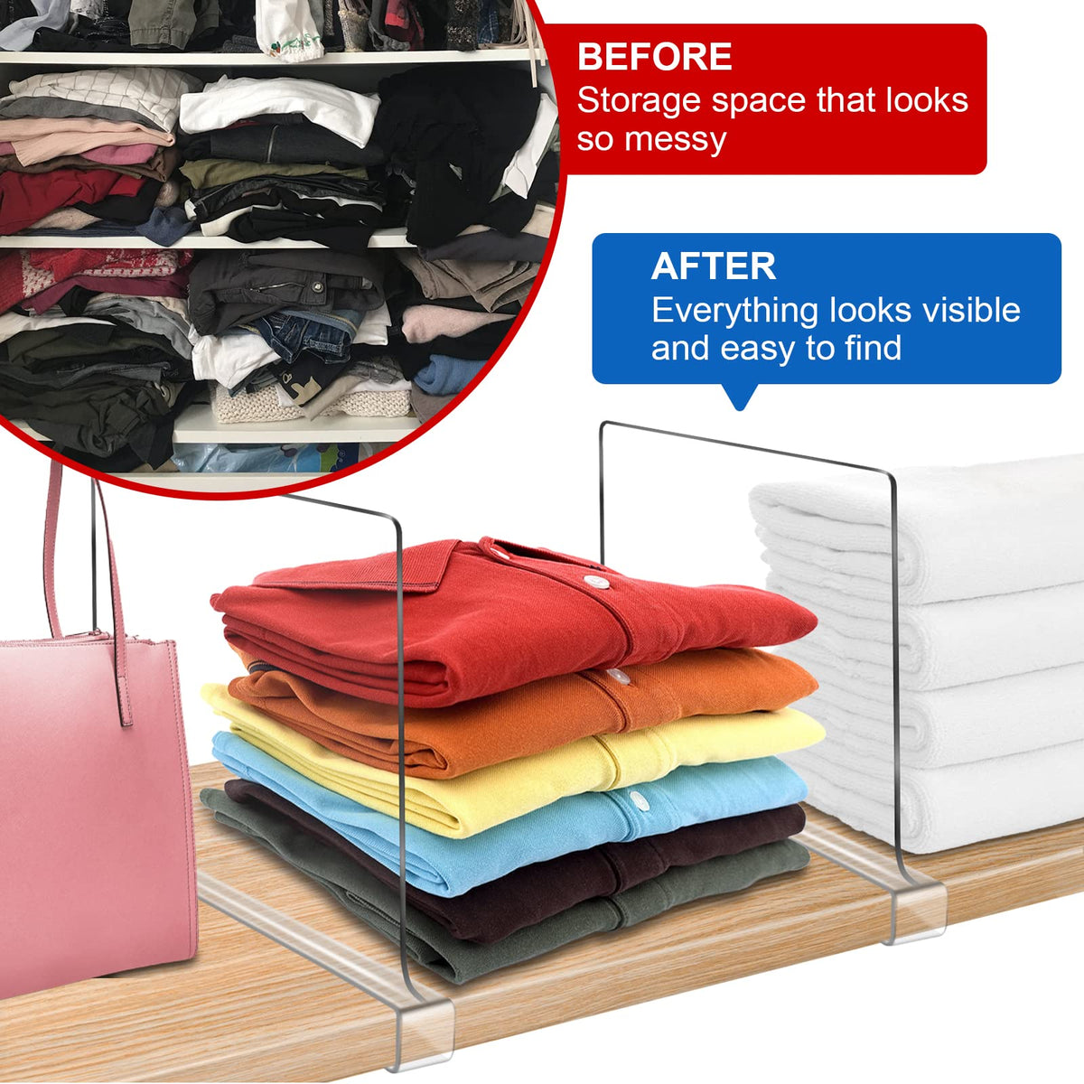 OMGelic shelf divider with non-slip bottom stabilizing position