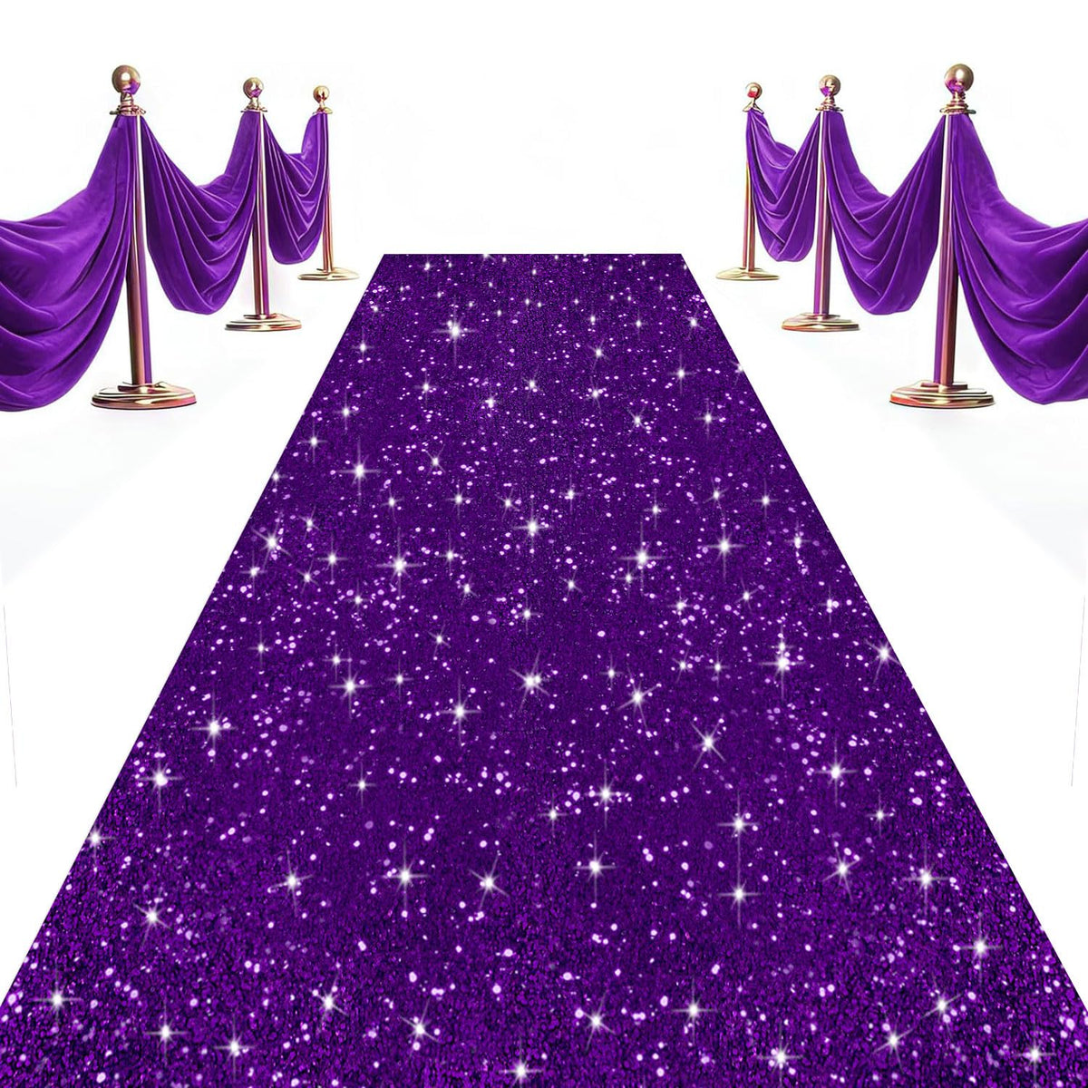 OMKSIH purple sequin aisle runner 2x15ft for glamorous wedding ceremonies