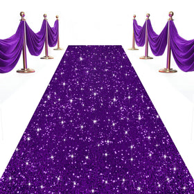 OMKSIH purple sequin aisle runner 2x15ft for glamorous wedding ceremonies