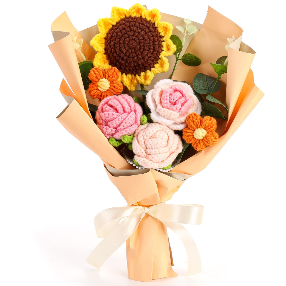 Omldggr crochet sunflower bouquet adds bright, long-lasting color to any living space.