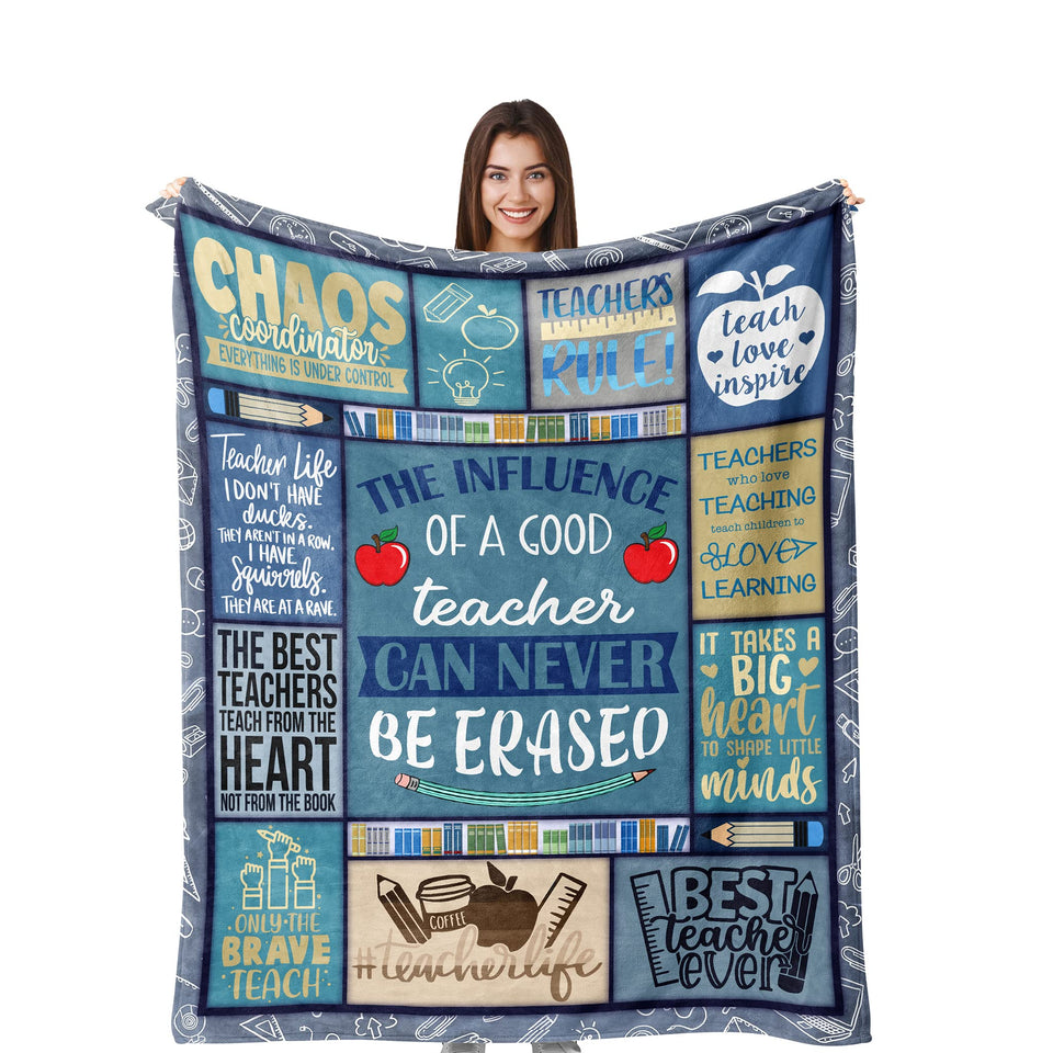 Omokil teacher appreciation blanket close-up showing vibrant print for gifting.