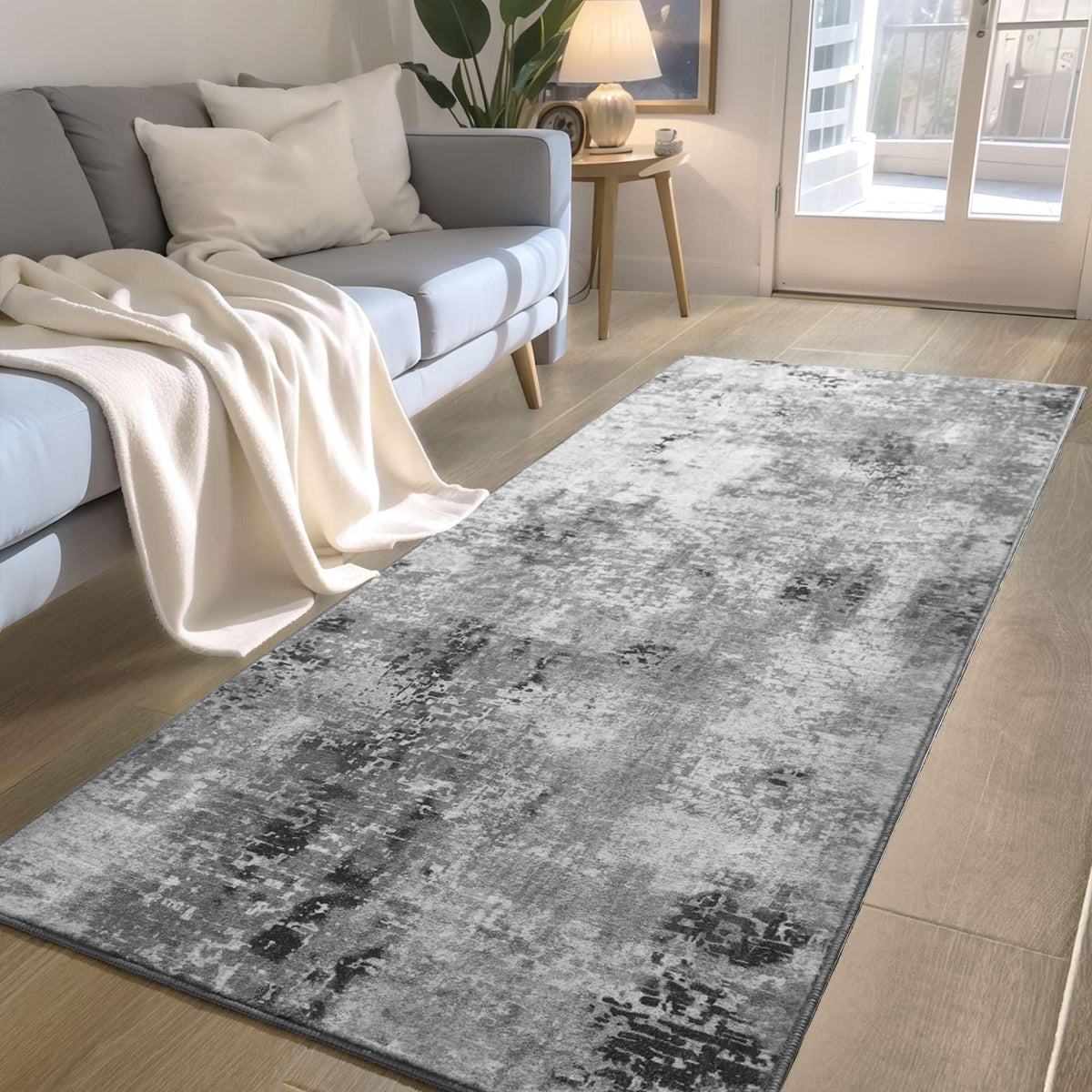 Ompaa entryway rug with non-slip backing improves safety on smooth floors.