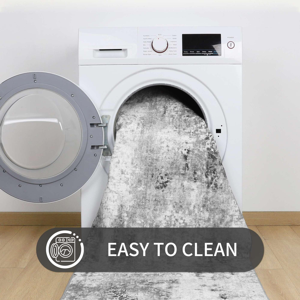 Ompaa low-pile design fits under furniture and avoids tripping.