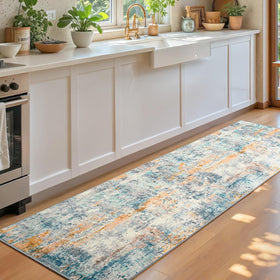 Ompaa 2x6 rug runner showing non-slip backing on a smooth floor.