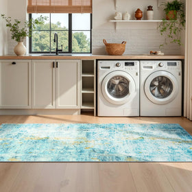 Ompaa machine washable rug runner for easy stain removal.