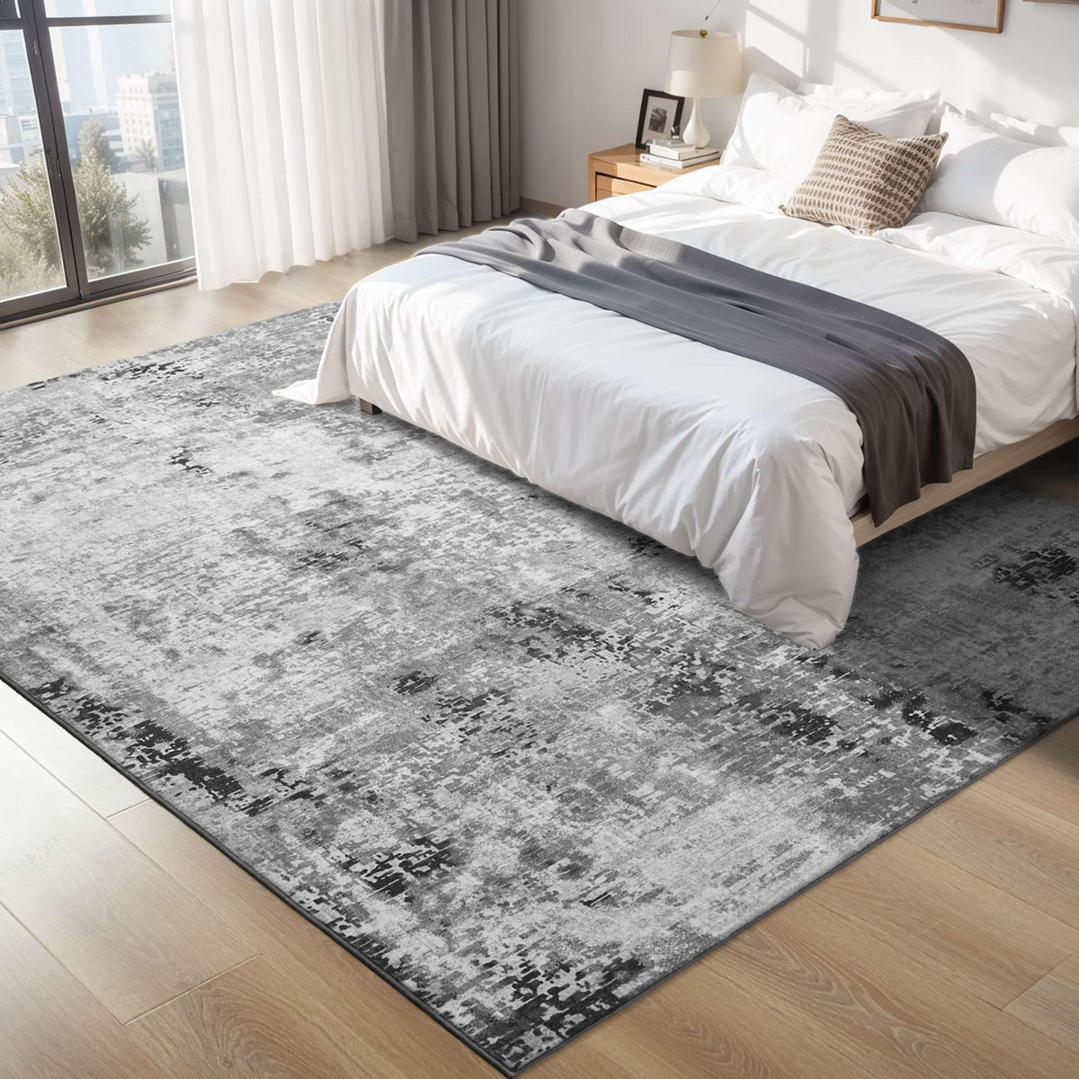 Ompaa boho abstract rug adds contemporary style to bedrooms