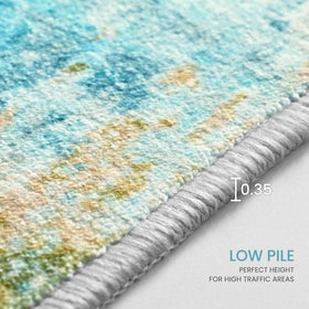 Ompaa boho teal rug brings contemporary energy