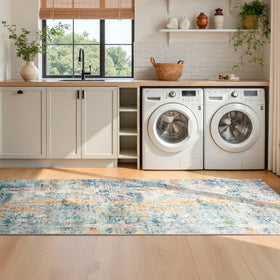 Ompaa long blue entryway rug enhancing entry decor.