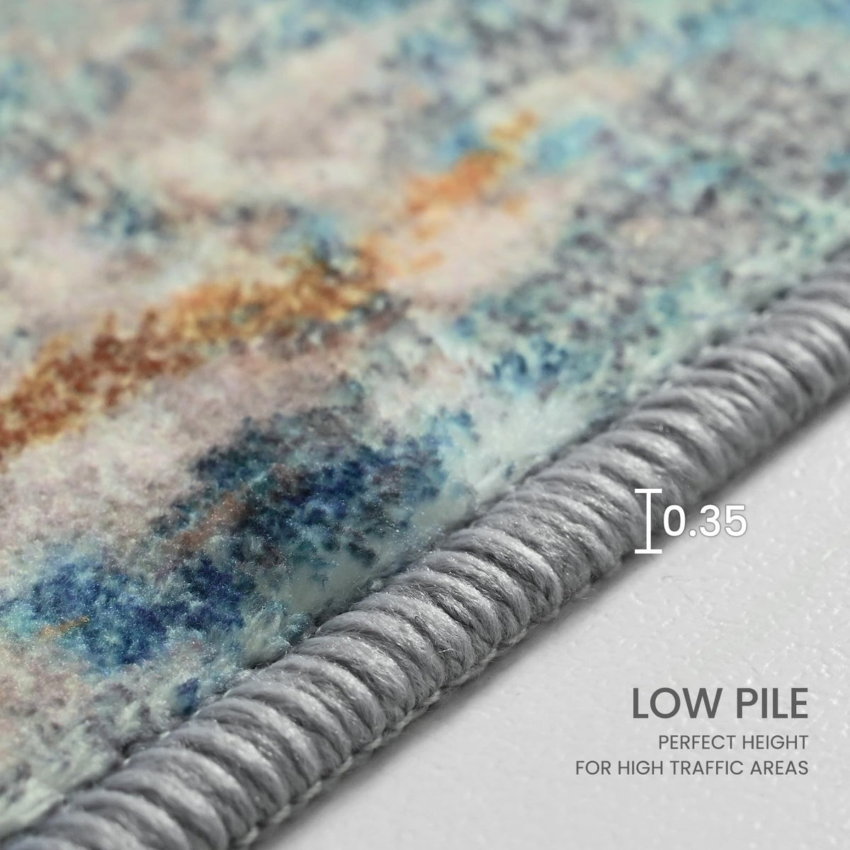 Ompaa low-pile design fits under furniture and doors.