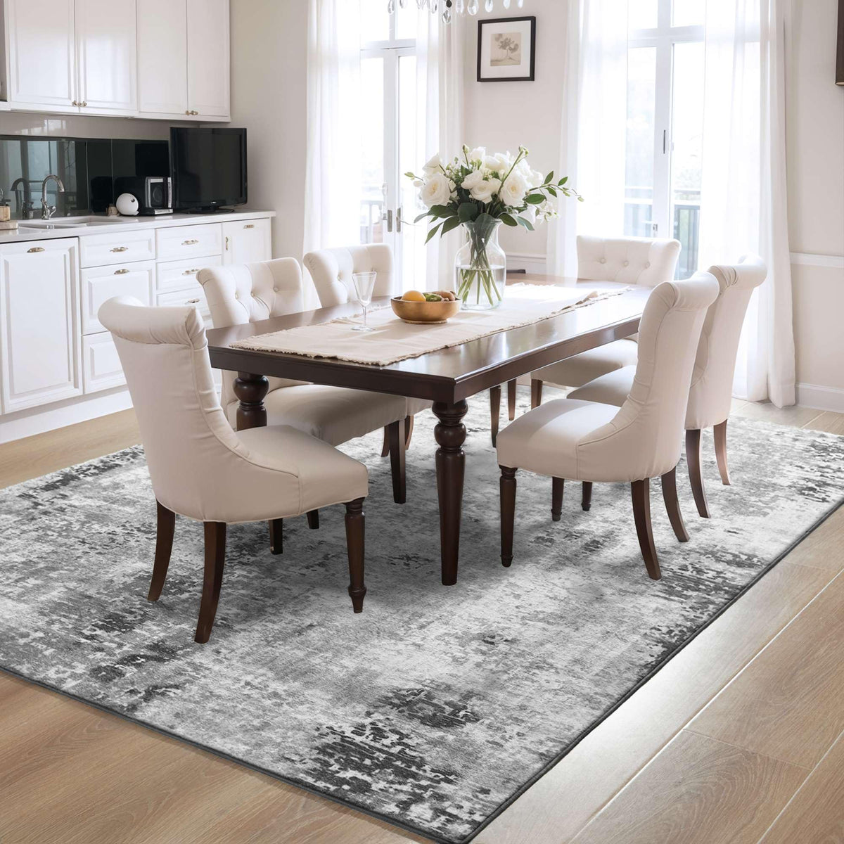 Ompaa non-slip backing helps keep rug in place on smooth floors