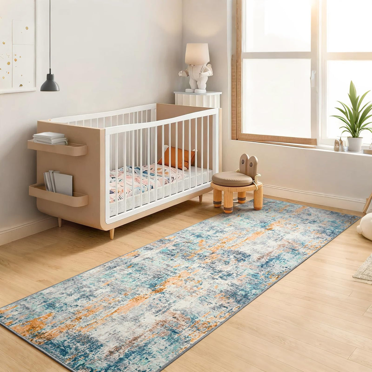 Ompaa ultra-soft 0.3 inch plush rug underfoot in living area.