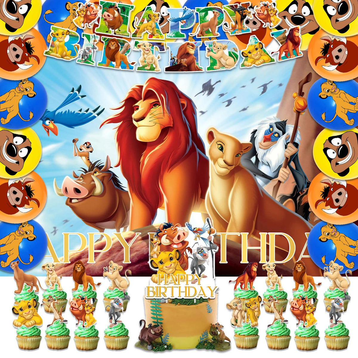Omto Lion-Kings banner decor for birthday parties, non-toxic and reusable