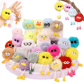 OMyFav 24pc fluffy plush keychains for party favors and classroom prizes.