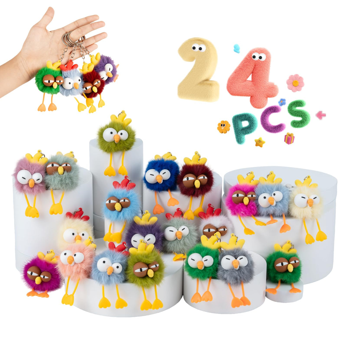 OMyFav chickie keychain plush bulk pack for party favors and prizes