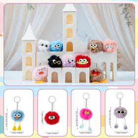 OMyFav colorful fluffy keychains attach easily to backpacks for daily joy.