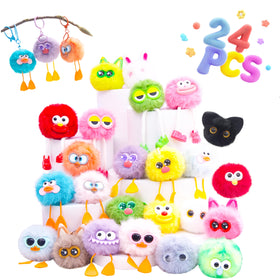 OMyFav fuzzy keychains in 2-3in compact size add cute backpack charm.