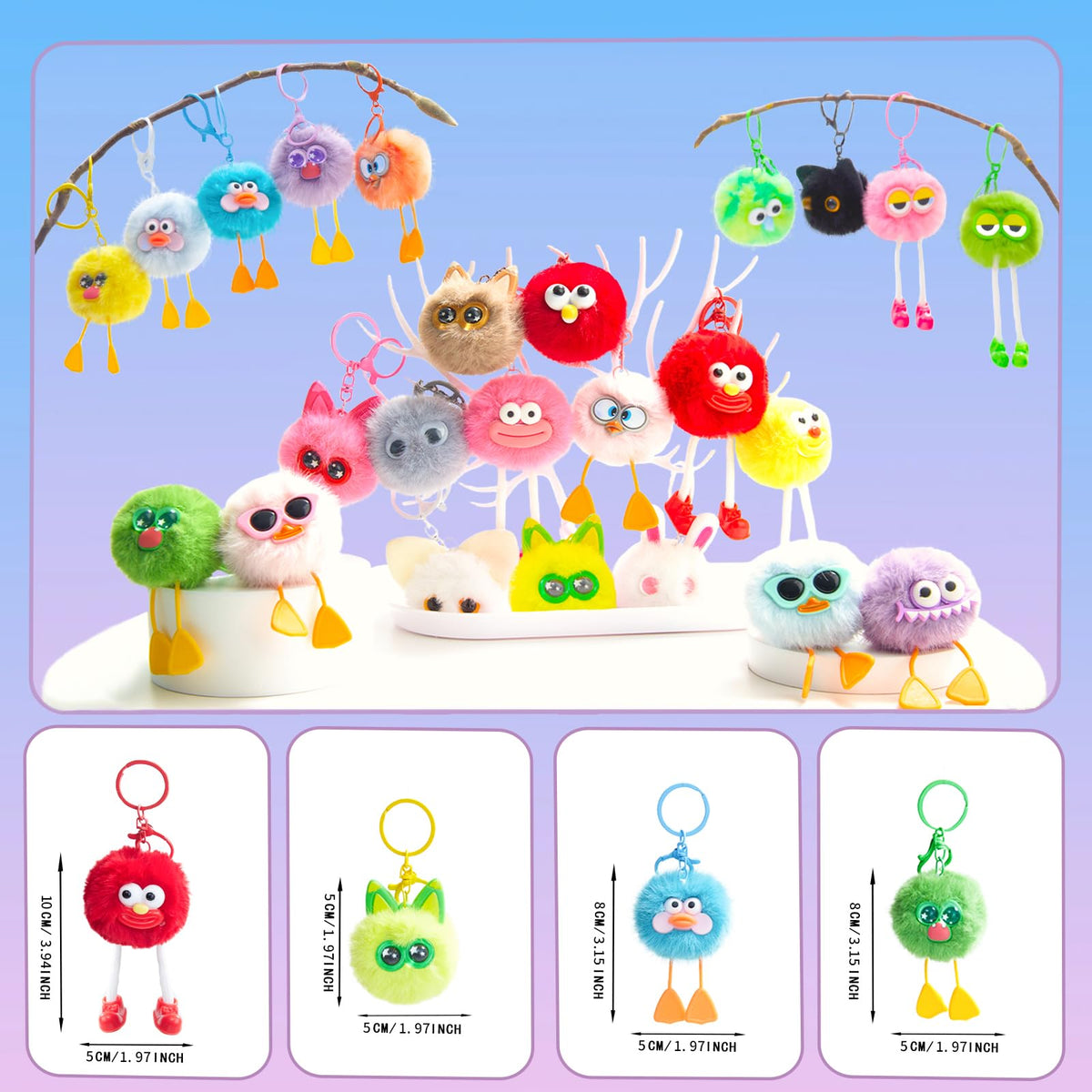 OMyFav fuzzy keychains 3-0in mid-size plush for gifts and prizes.