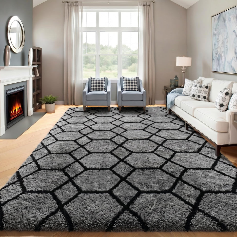 ONASAR 6x9 geometric pattern rug adds cozy, stylish appeal to living rooms