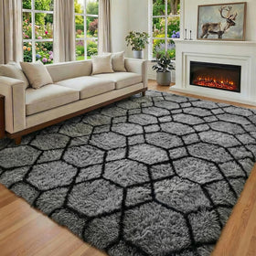 ONASAR grey-black rug with anti-slip backing helps stay in place