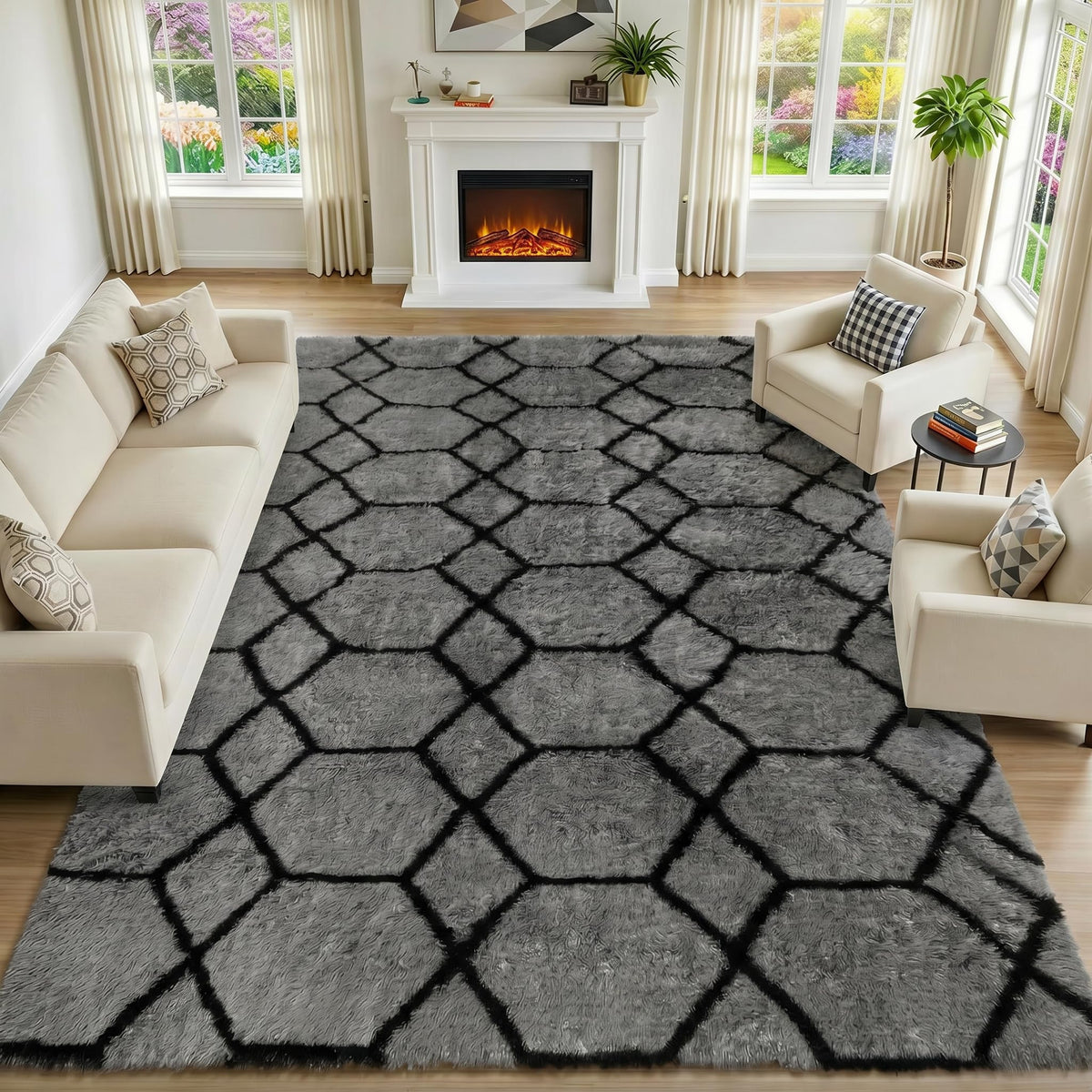 ONASAR area rug easy-clean care for busy homes.