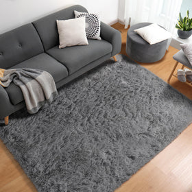 Dorm or home office rug adds cozy warmth in gray