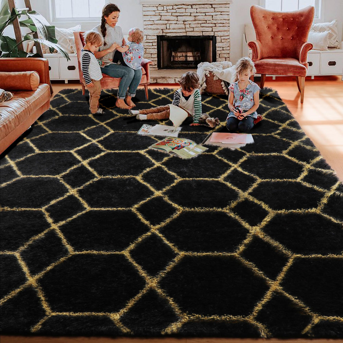 ONASAR kids playroom rug offers soft plush surface for tummy time and play.