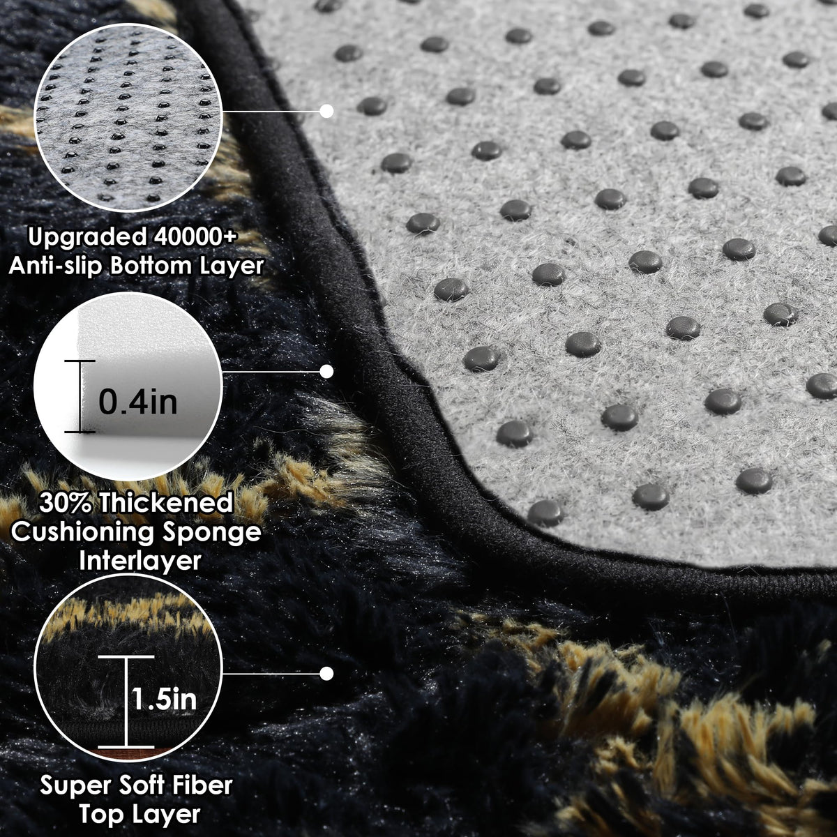 ONASAR living room rug with shaggy geometric pattern adds chic decor.