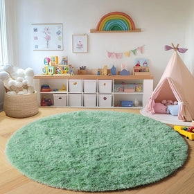 ONASAR round rug elevates home decor with a stylish, calming circular accent.