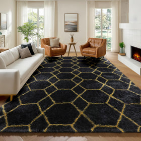 ONASAR rug anti-slip backing with durable dots keeps it secure on hardwood floors.