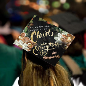 Once Upon A Time cap topper with peel-and-stick base stays secure during celebrations.