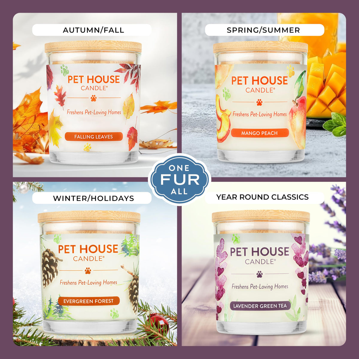 One Fur All lavender candle focuses on clean burn with soy wax for long-lasting fragrance