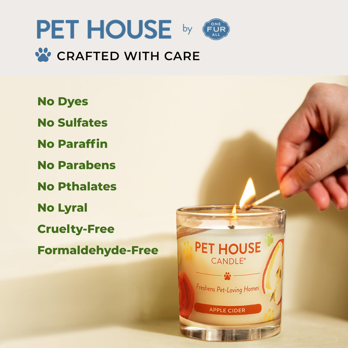 Cotton wick close-up on One Fur All Vanilla Candle for clean burn.