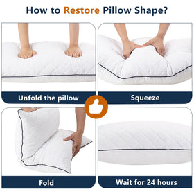 Decorative bedroom look with 1 MIDDLE ONE long pillow on bed