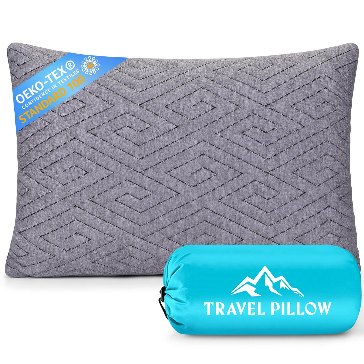 One Middle One travel pillow with memory foam and breathable cover for on-the-go comfort.