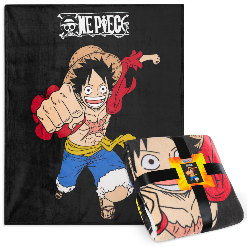 One Piece fleece throw on a bed adds cozy, soft warmth for movie night.