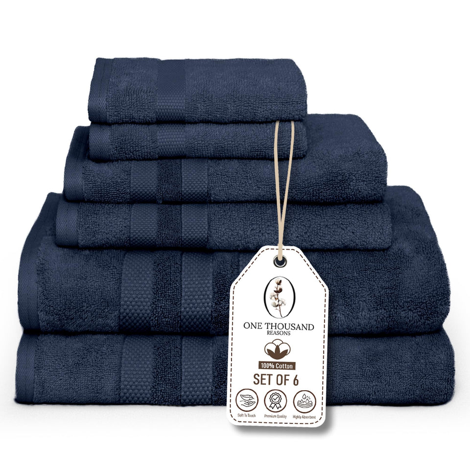 One Thousand Reasons navy bath towel 600GSM with plush, absorbent feel