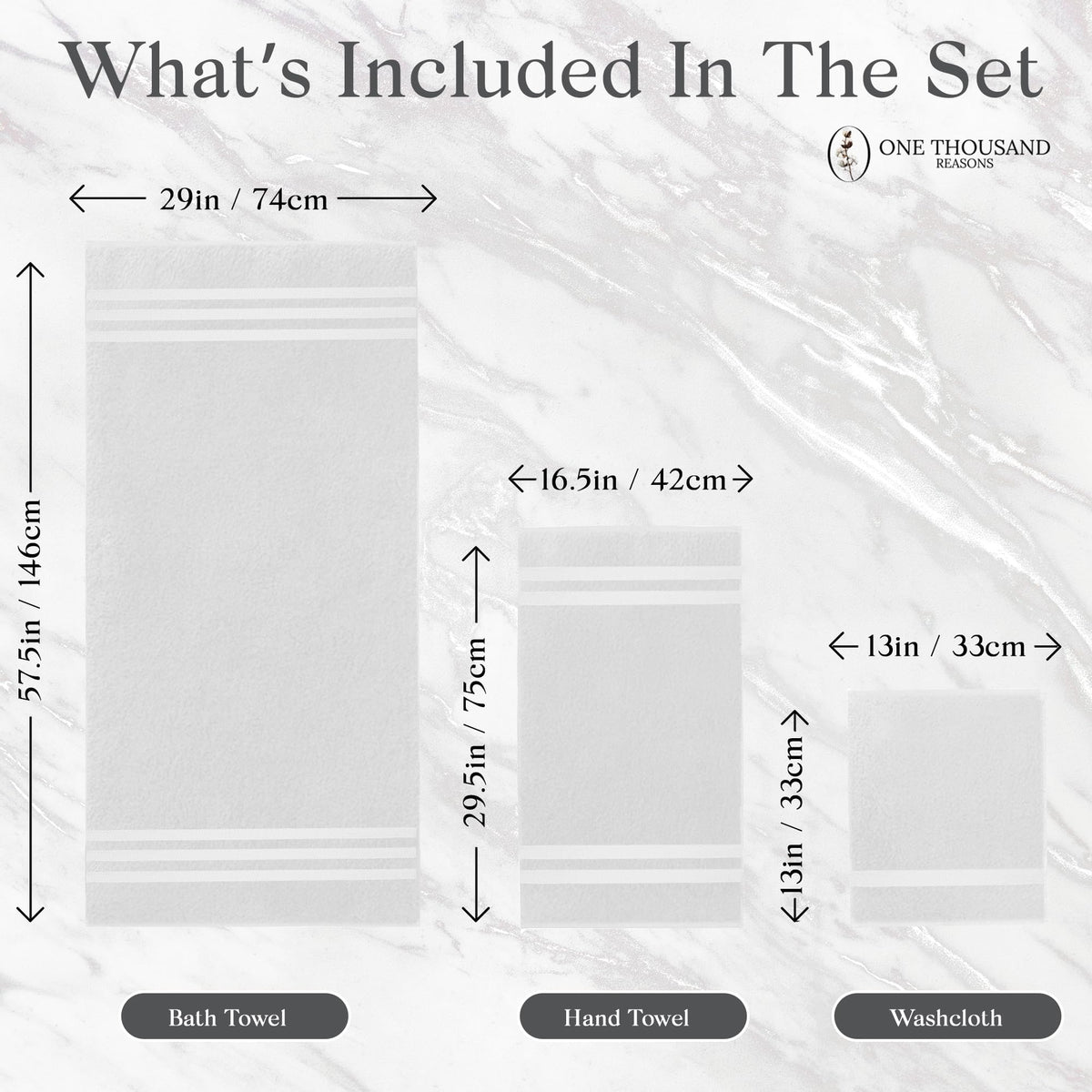 One Thousand Reasons luxury hand towel white offers high absorbency for daily use.