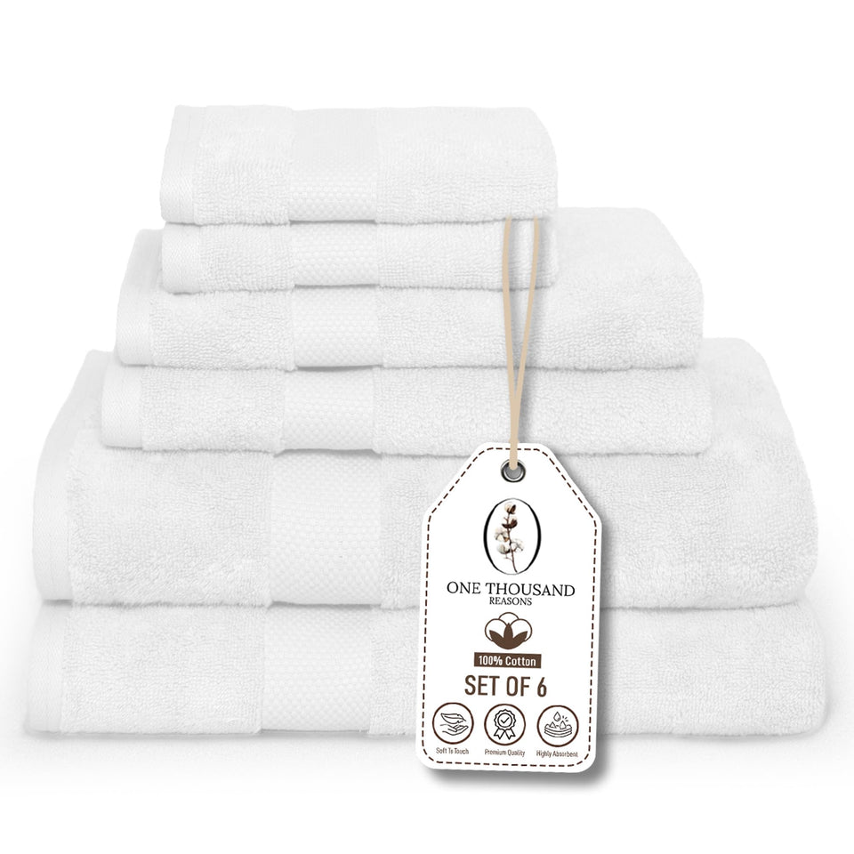 One Thousand Reasons bath towel in white with plush 600 GSM for quick absorbency