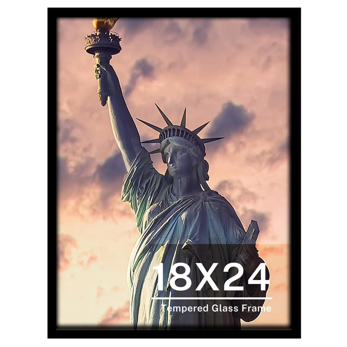 ONE WALL tempered glass 18x24 frame front view for refined wall decor.