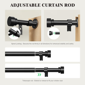Oneach curtain rod finishes include black, brown, silver, and gold to match decor.